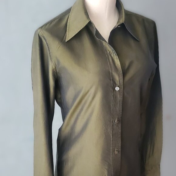 Women's Vintage Isaac Mizrahi Iridescent Silk Blouse/Size 8 - Picture 8 of 10